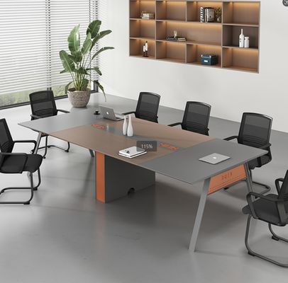 Moderno rettangolo semplice lunghissima scrivania in legno metallico tavolo di riunione negoziato grande ufficio sala riunioni tavolo di conferenza