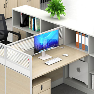 Moderno personale semplice schermo ufficio scrivania e sedia Combinazione 2 persone Cubicolo modulare in legno ufficio scrivania