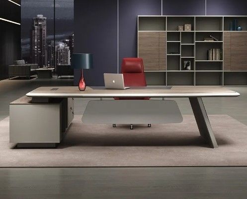 Modern L Shape Ergonomic Office Desk Luxury High End Executive Office Desk And Chair Ceo Boss Scrivania in legno