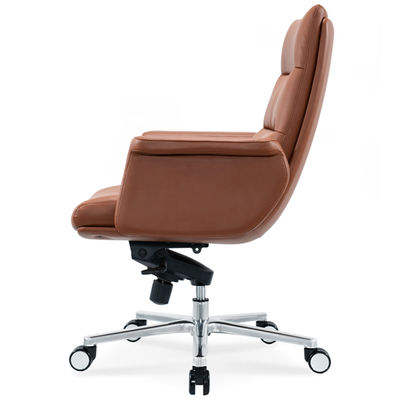 Poltrona da ufficio ergonomica ruota cromata flessibile conveniente cuoio girevole PU capo gestore personale poltrona moderna massaggio rotante