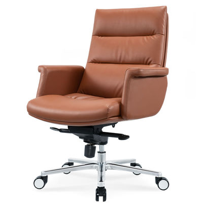 Poltrona da ufficio ergonomica ruota cromata flessibile conveniente cuoio girevole PU capo gestore personale poltrona moderna massaggio rotante
