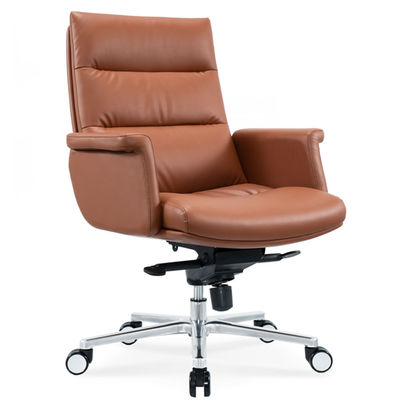Poltrona da ufficio ergonomica ruota cromata flessibile conveniente cuoio girevole PU capo gestore personale poltrona moderna massaggio rotante