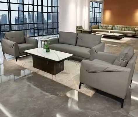 Moderno divano in cuoio per ufficio doppia reception set spugna di alta resistenza pelle di alta qualità ideale per riunioni di lavoro