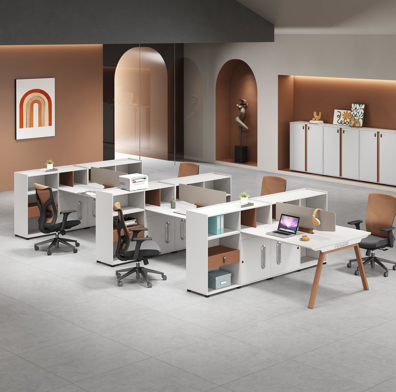 Mobili d'ufficio moderni 2 4 6 Persone Divisioni di ufficio Tavola Cubicle Stazione di lavoro Scrivania con grande armadietto di stoccaggio