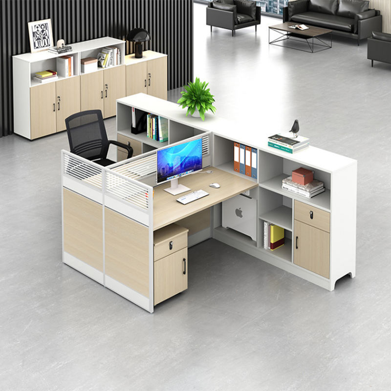 Moderno personale semplice schermo ufficio scrivania e sedia Combinazione 2 persone Cubicolo modulare in legno ufficio scrivania