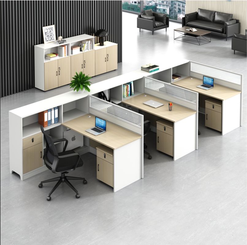 Moderno personale semplice schermo ufficio scrivania e sedia combinazione 3 persone Cubicolo modulare in legno ufficio scrivania