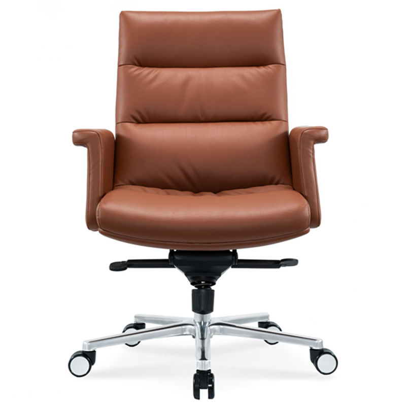 Poltrona da ufficio ergonomica ruota cromata flessibile conveniente cuoio girevole PU capo gestore personale poltrona moderna massaggio rotante