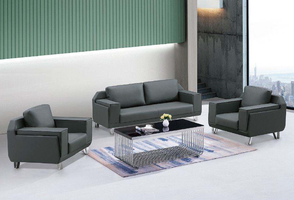 Divano in cuoio Divano a telaio in metallo Soggiorno Arredamento ufficio Luxury Moderno 3 posti Divano nero