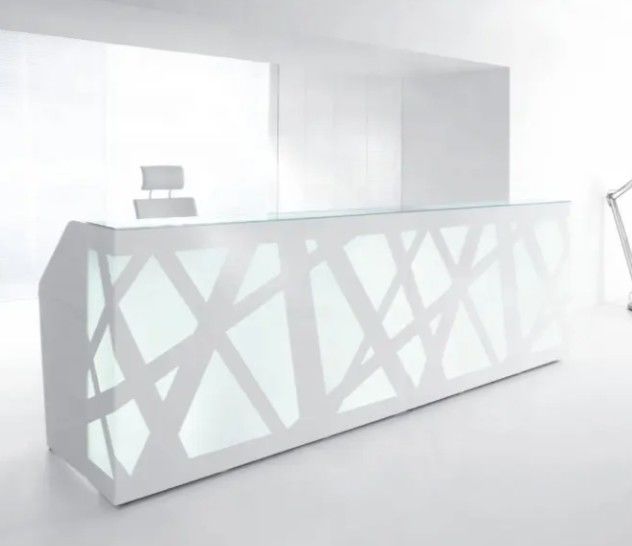 Banco reception in stile moderno e di lusso Mobili per reception personalizzati per ufficio Banco reception per più persone con luce a led