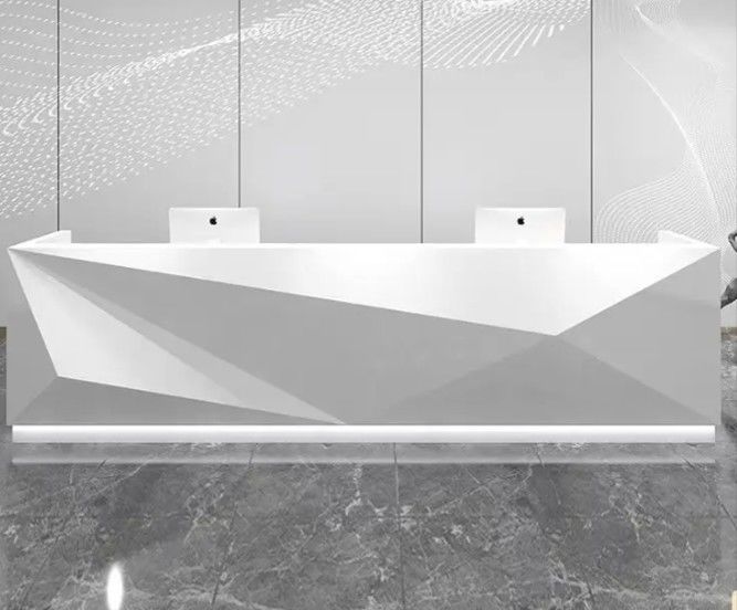 Fancy Led Reception Desk Bianco Bello Curvo Grandi Mobili da ufficio personalizzati Pannello contemporaneo