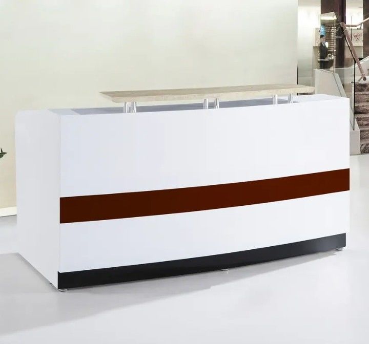 Vendita calda Dimensioni personalizzate Semplice Grande Design Hotel Reception White Reception Table Contafoglio Salone di bellezza Moderno