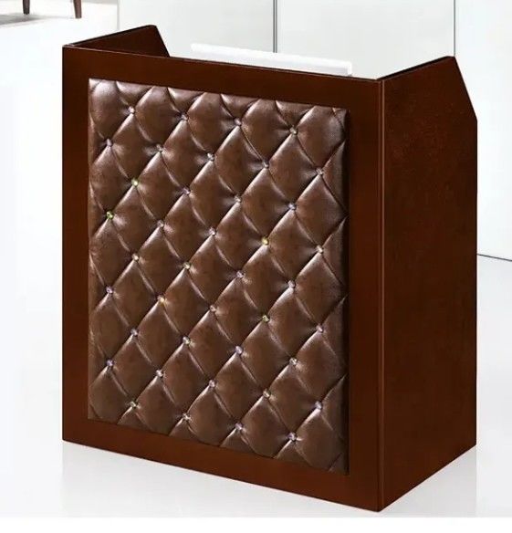 Ingrosso Nuovo design lusso ufficio nero bancone in legno diamante L ufficio piccolo bancone di fronte reception desk