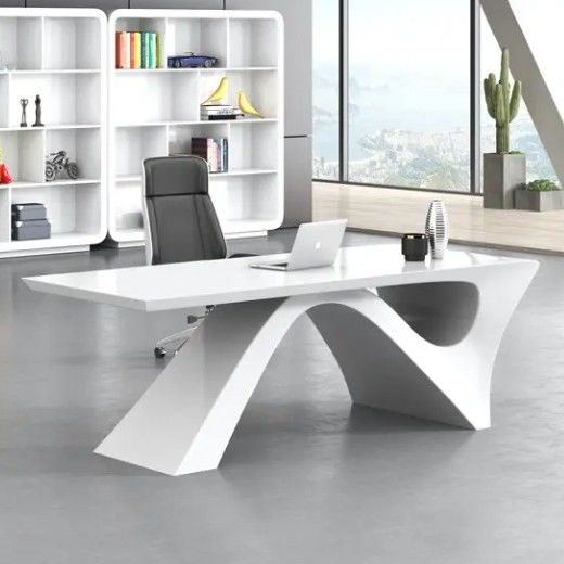 Semplice pittura bianca moderna scrivania esecutiva capo scrivania mobili da ufficio luce lusso presidente gestore capo tavolo
